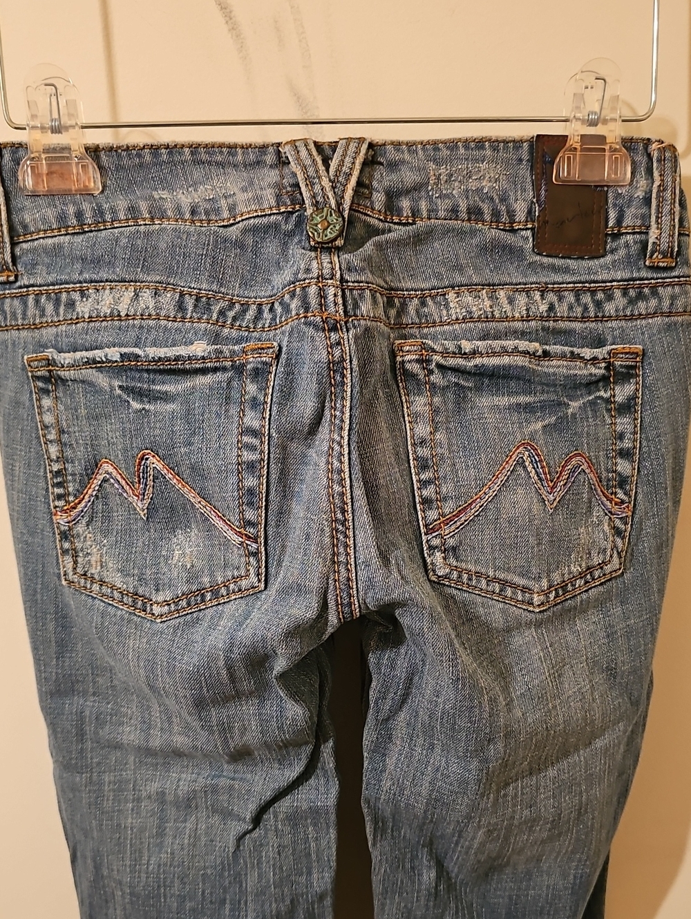 Marlow Size 26 or 3 - Low Rise Bootcut Distressed Snap Jeans Embroidered Pockets